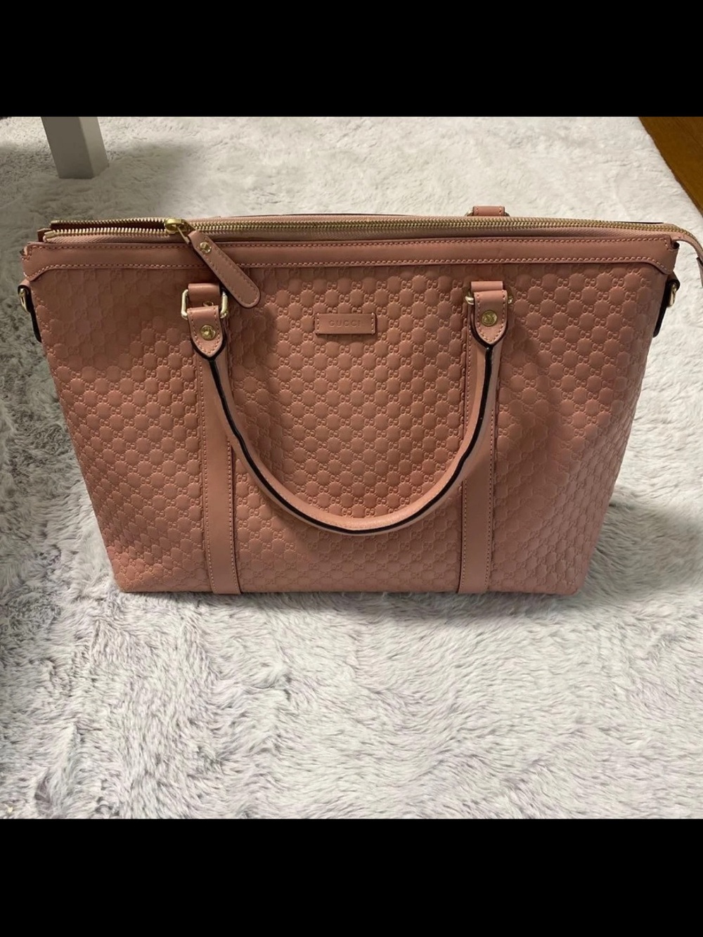 Gucci Blush Pink Microguccissima Leather Tote with Gold Hardware